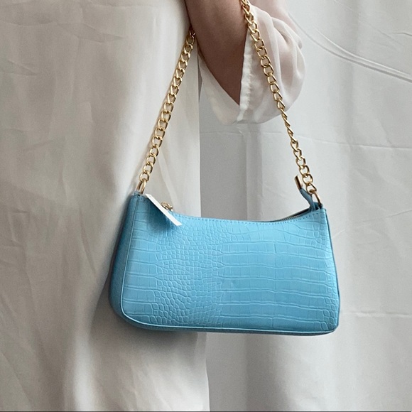 Handbags - Light blue croc bag